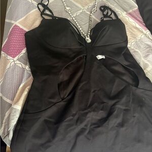 AREA Black Dress with Crystal Embellishments